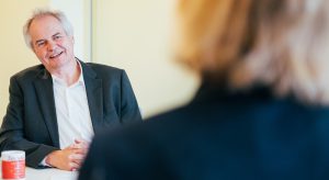 Georg Schukat talking with World of Solutions