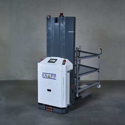 The Open Shuttle Fork also transports special load carriers, such as racks.