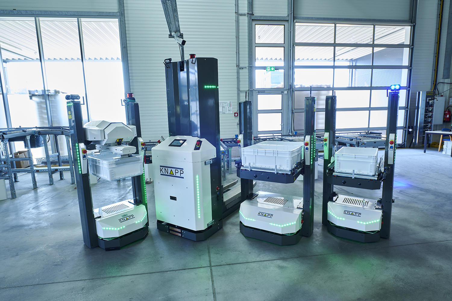 Open_Shuttle_KNAPP_AMR_AGV_FTS_fleet Different models of our autonomous mobile robots