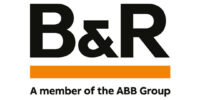 B&R-Logo mit fetten Buchstaben und einer orangefarbenen Linie, darunter der Text: "Ein Mitglied der ABB-Gruppe" darunter.