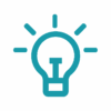 Icône Créativité (une ampoule en couleur turquoise)