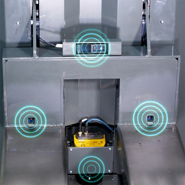 Nahaufnahme von der Sicherheitsausstattung des Open Shuttle, Kamera und Sensor.