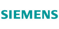 Das Siemens-Logo in fetten, blaugrünen Großbuchstaben auf weißem Hintergrund.