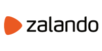 zalando Das Zalando-Logo zeigt eine orangefarbene, abgerundete Dreiecksform links neben dem Wort "zalando" in fetten, schwarzen Kleinbuchstaben auf weißem Hintergrund - ein Symbol für innovative Fashion Logistik.
