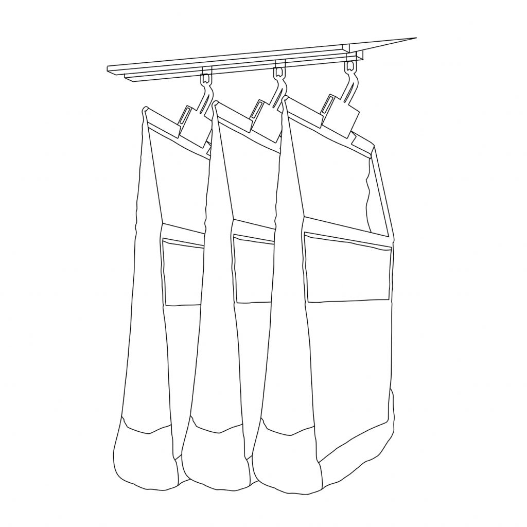 Dibujo de bolsas de clasificación de apertura automático del sistema de transporte suspendido